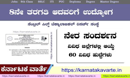 Central Silk Technological Research Institute Recruitment